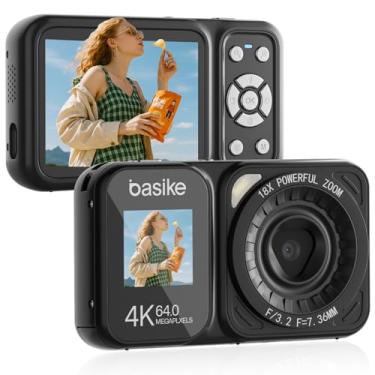 Imagem de Basike Câmera Fotográfica Digital 4K UHD 64MP, Zoom 18X, Foco Automático e Efeitos Criativos, Vídeo Nítido, para Jovens, Aventuras e Uso Diário, Portátil, Resistente e Fácil – Preto