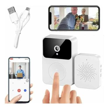 Imagem de Campainha com Câmera Wi-Fi Inteligente, Interfone com Áudio, 1080P HD, Visão Noturna, Bateria 800mAh