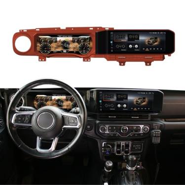Imagem de Monitor digital de painel de instrumentos e estéreo automotivo Android 14 para Jeep Wrangler JL 2018-2023, tudo em um, tela HD de 12,3 polegadas 1920 x 720, instalação não destrutiva, GPS integrado