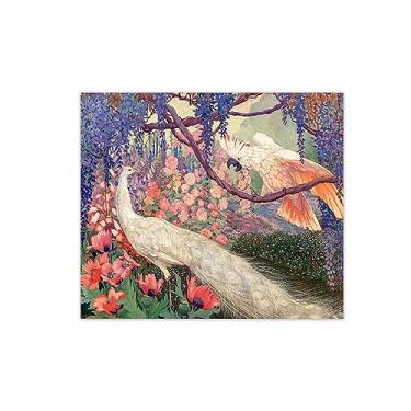 Imagem de Pintura famosa arte de parede - pavão e papagaio-animal impressão em tela - pintura de arte para decoração de parede de sala de estar - pôster de reproduções 80 x 95 cm 31 x 37 polegadas apenas tela
