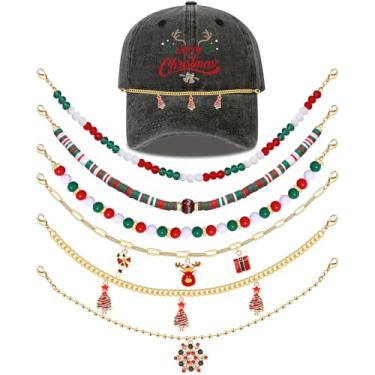 Imagem de 3/4 peças correntes de chapéu de caminhoneiro acessório de corrente decorativa para boné de beisebol de malha, árvore de Natal, rena, floco de neve, clipe de papel, correntes de cabo para decoração de