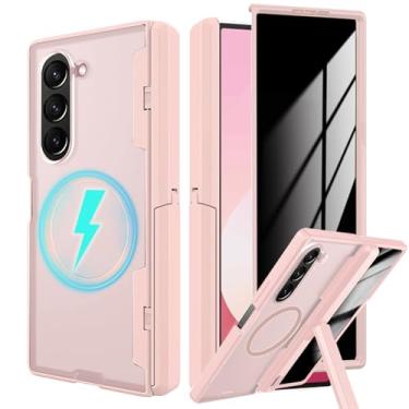 Imagem de YQODSZ Capa para Samsung Galaxy Z Fold 6 com protetor de tela de privacidade, [compatível com] Capa magnética Fold6 com suporte protetor de tela proteção de dobradiça capa antiespião para Z Fold 6