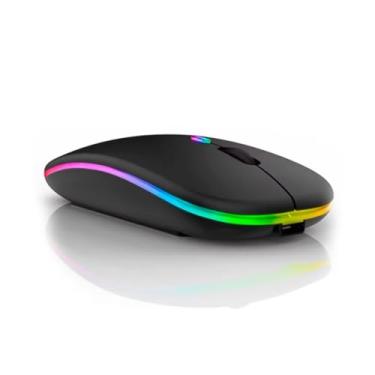 Imagem de Mouse Sem Fio Wireless Recarregavel Led Rgb 2,4GHz Bluetooth Ergonômico Silencioso Preto Rosa Cinza