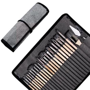 Imagem de Conjunto de pincéis de acrílico com bolsa de lona, pincéis de pintura premium para modelagem, arte, acrílico, aquarela, pintura a óleo e guache, pintura rupestre, detalhes em miniatura, arte de unhas