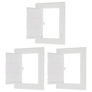 Imagem de PATIKIL Painel de acesso articulado removível de 15 x 12 cm, 3 peças de portas de acesso de encanamento ABS, capa de parede fácil para fiação de cabos elétricos de encanamento de drywall, branco (145