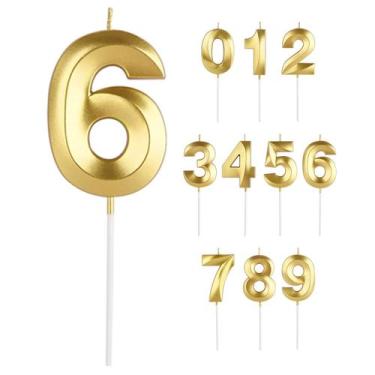 Imagem de Vela De Aniversário Para Bolo Festa Dourado Numero Grande - Fest Play