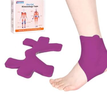 Imagem de IEADEN Fita cinesiológica pré-cortada para tornozelo, 10 peças - suporte e estabilidade do tornozelo, fita atlética para alívio da dor no tornozelo - impermeável e elástica, respirável, hipoalergênica
