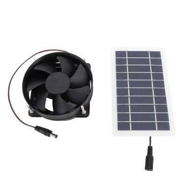 Imagem de Kit de ventilador alimentado por painel solar, ventilador portátil silencioso de 10 W para casas de animais de estimação e estufas