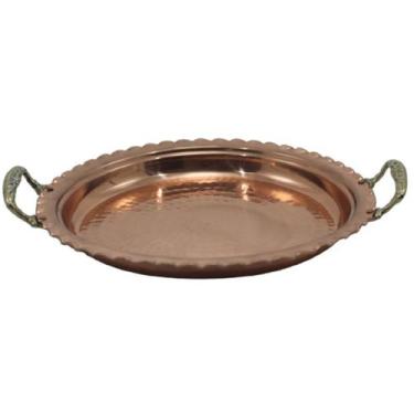 Imagem de Bandeja Redonda Cobre Puro com Alças em Liga de Bronze 43cm - Metal Ar