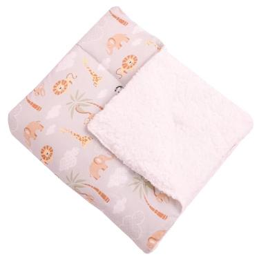 Imagem de Cobertor Para Bebê Estampado Dupla Face Manta Safari Cinza