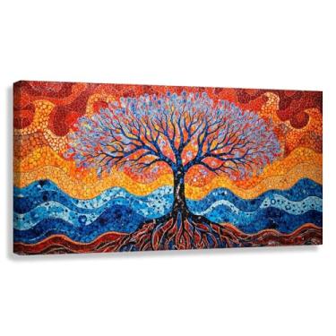 Imagem de Árvore da Vida Arte de Parede Impressão em Tela Raízes da Vida Decoração Fotos Pintura Raízes Pretas Vermelhas Natureza Sala de Estar 80x40cmx1