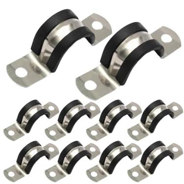 Imagem de Jersvimc Braçadeira de tubo rígido reforçado com 10 peças, braçadeira de conduíte de 3/4 de polegada com tiras de borracha, suportes de tubo para montagem de 2 furos braçadeiras em U, suportes para