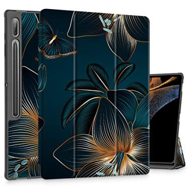 Imagem de Tuiklol Capa para tablet Samsung Tab S10 Ultra (versão 2024) / Tab S9 Ultra 14,6 polegadas (versão 2023), suporte para lápis embutido, capa rígida fina com três dobras, suporte para