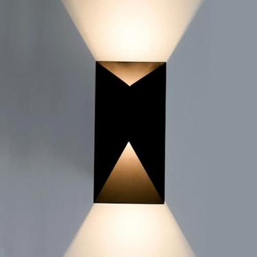 Imagem de Laplusbelle Luzes LED de parede externas, luminárias de parede externas pretas modernas, reguláveis de 10 W 3000 K para cima, luzes de varanda para pátio, montagem na parede, arandelas externas para