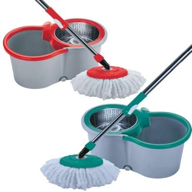 Imagem de Mop Giratório com Balde, 8 Litros, Cesto de Alumínio, Refil de Microfibra, Verde