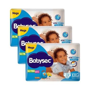 Imagem de Kit 3 Fraldas Babysec Ultrasec Mega Galinha Pintadinha XXG com 28 unid