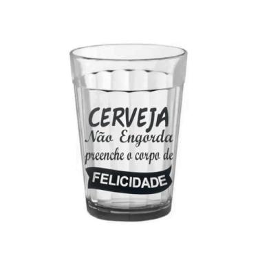 Imagem de Kit Jogo de 10 Copo Vidro Americano de 190ml de Vidro Frases Diversificadas(Cerveja Não Engorda Preenche)