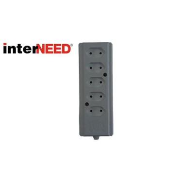 Imagem de Tomada em barra hercules 5 tomadas 2p 10a 250v cinza intern - INTERNEE
