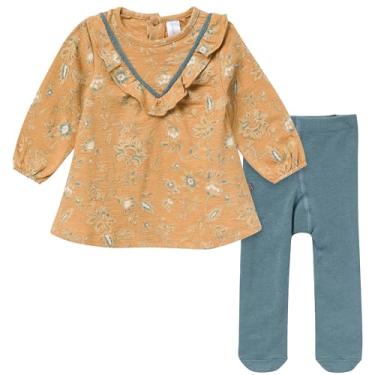 Imagem de Modern Moments by Gerber Conjunto de vestido e meia-calça para bebês meninas, Floral de maçã e canela, 24 Meses