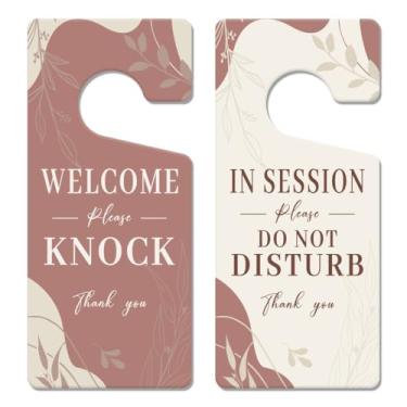 Imagem de Placa de porta In Session para terapeutas – Pacote com 2 placas "Please Do Not Disturb" para tratamento de consulta terapêutica dupla face PVC Welcome Please Knock Plaque 23 cm x 10 cm (branco