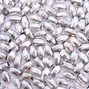 Imagem de Miçanga Passante Oval Plástico Prata 6x9mm 300pçs 60g - Macall