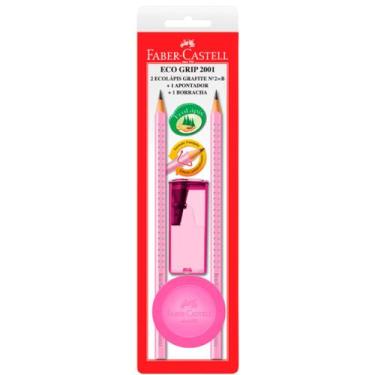 Imagem de Kit lápis grafite com apontador e borracha Faber-Castell, escolha a co