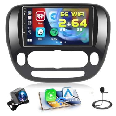 Imagem de 2 + 64 GB para Kia Soul 2014-2017 Android 15 carro estéreo sem fio Carplay Android Auto, tela sensível ao toque de 23 cm, rádio GPS navegação WiFi, Bluetooth, equalizador FM/RDS rádio SWC, câmera de