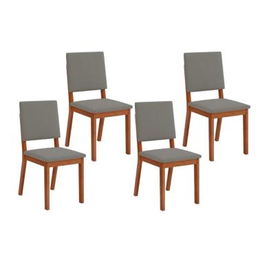 Imagem de Kit 4 Cadeiras Sala Jantar Talia 4 Un Freijó/Suede Lunar - DJ Móveis