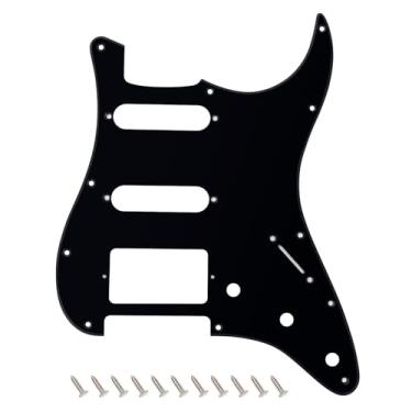 Imagem de Banworks 1 Ply Strat HSS Pickguard 11 furos para guitarra elétrica Pickguard SSH placa de risco para para-lama EUA/Mexicano estilo moderno Stratocaster ST JT/HB-02 preto brilhante