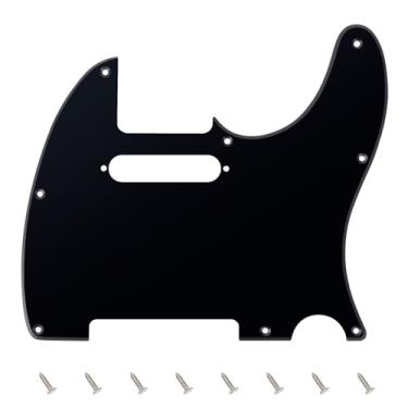 Imagem de Banworks 1 Ply Tele Pickguard 8 furos para guitarra elétrica Pickguard placa para USA/Mexican Fender Modern Style Standard Tele Telecaster JT/HB-03 Preto brilhante