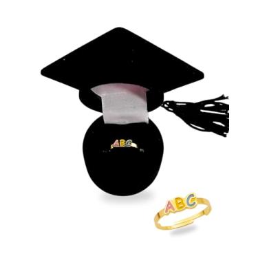 Imagem de Anel Formatura Abc Infantil Regulavél Colorido Com Caixinha de Presente (CAPELO PRETO)