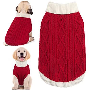 Imagem de Suéteres para cães pequenos com trela, gola rolê, suéter de malha para meninos e meninas, quente, macio e de alta elasticidade, roupas para animais de estimação para outono e inverno, camisetas para
