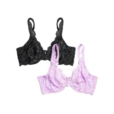 Imagem de Smart & Sexy Pacote com 2 sutiãs femininos com aro de renda, orquídea estelar/matiz preto