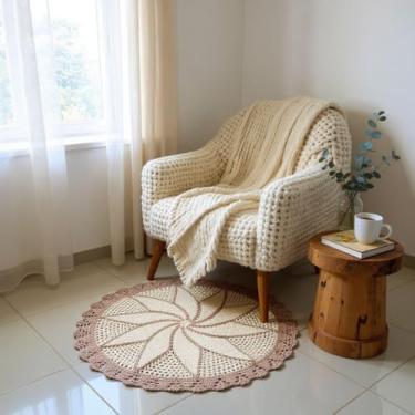 Imagem de Tapete Redondo P 1 Metro Crochê Artesanal (Chocolate)