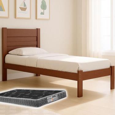 Imagem de Cama Solteiro Em Madeira Maciça Design Elegante Estrutura Forte + Colc