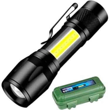 Imagem de Mini Lanterna de bolso LED Recarregável USB – Zoom, 3 Modos, Lampião COB, Clip 360°, Compacta e Resistente, Tática