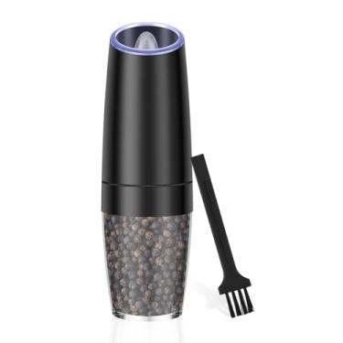 Imagem de Conjunto de moedor elétrico de sal e pimenta, moedor automático de sal e pimenta com luz LED, grossura ajustável, conjunto de saleiro de aço inoxidável de 200 ml para festa, operação com uma mão