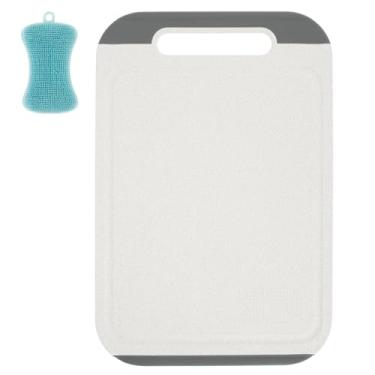 Imagem de Tábua de corte dupla face, tábua de corte de carne de aço inoxidável, tábua de cortar cozinha antiaderente, tábua de corte de cozinha com superfície não porosa para carne e legumes, pode ser lavada na