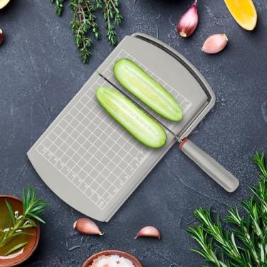 Imagem de HOTBEST Cortador de queijo de aço inoxidável com lâmina de 21 x 12 x 3 cm, tábua de fatiar queijo com linhas de escala de grade, tábua de cortar fatiador de queijo para manteiga, legumes, salsicha