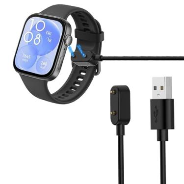Imagem de Lamshaw Carregador compatível com Huawei Watch Fit 3/Band 6/7/8/9/Fit/Fit 2, magnético, preto, plástico, design esportivo moderno, proteção contra curto-circuito, USB Micro, apenas carregador