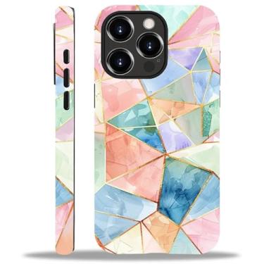 Imagem de WANKBLC Capa brilhante para iPhone 14 Pro para meninas e meninos, design de corpo inteiro, silicone macio, proteção contra arranhões, estampa moderna, mosaico colorido