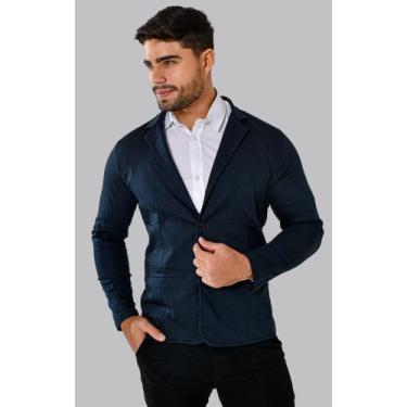 Imagem de Blazer Masculino Slim Esporte Fino Elastano Premium debatt jeans, Azul