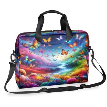 Imagem de Bolsa de laptop com flores de borboleta colorida para laptop pasta de ombro ajustável para laptop de 15 a 16 polegadas