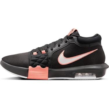 Imagem de Nike Lebron Witness VIII Tênis unissex adulto com cadarço, Preto/Ágata damasco/branco, 8