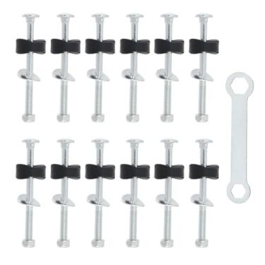 Imagem de MY MIRONEY Parafusos e porcas de trampolim, 12 peças de parafusos de trampolim de aço galvanizado com chave inglesa, peças de reposição de acessórios de trampolim de 8 cm, para instalação de