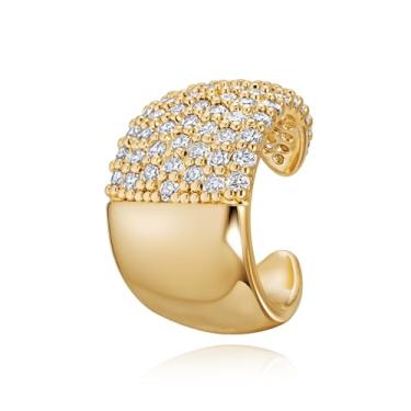 Imagem de DREMMY STUDIOS Ear cuff não perfurado para mulheres | Argola aberta de pérola rubi vermelha banhada a ouro 14K com zircônia cúbica sem piercing | Brinco falso de cartilagem com clipe para presente