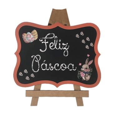Imagem de Lousa com Cavalete Decorativa Feliz Páscoa Fabri Fest