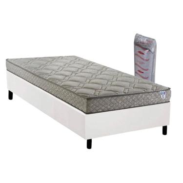 Imagem de Cama Box Solteiro: Colchão Espuma D33 Herval Enrolado a Vácuo C1429 + Base CRC Corano White (88x188)