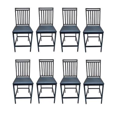 Imagem de Kit 8 Cadeiras Liane Reforçada Cozinha e Sala de Jantar Assento Preto 