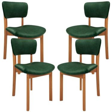 Imagem de Kit 4 Cadeiras Para Sala de Jantar Cozinha Living Estofada Dara L02 Couríssimo Verde Musgo - Lyam Decor